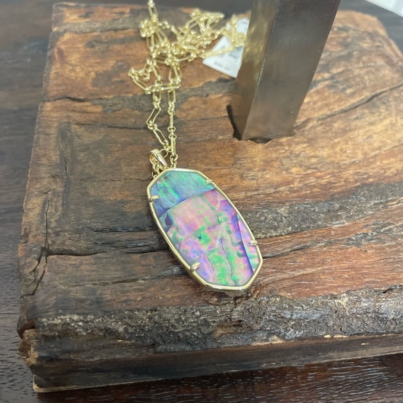 NWT Faceted Reid Gold Long Pendant Necklace in Lilac Abalone! - Picture 5 of 6